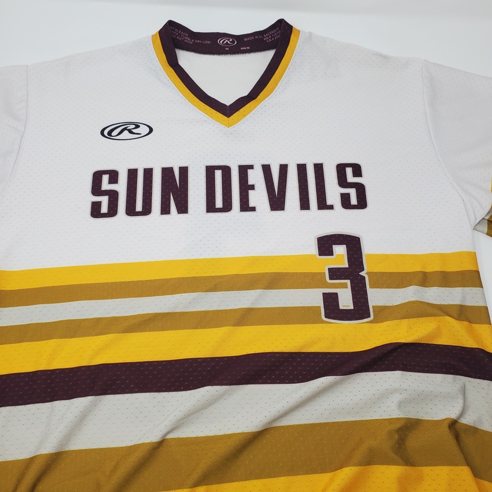 ASU Sun Devils Jersey Mens M White Maroon Gold NCAA Baseball Rawlings